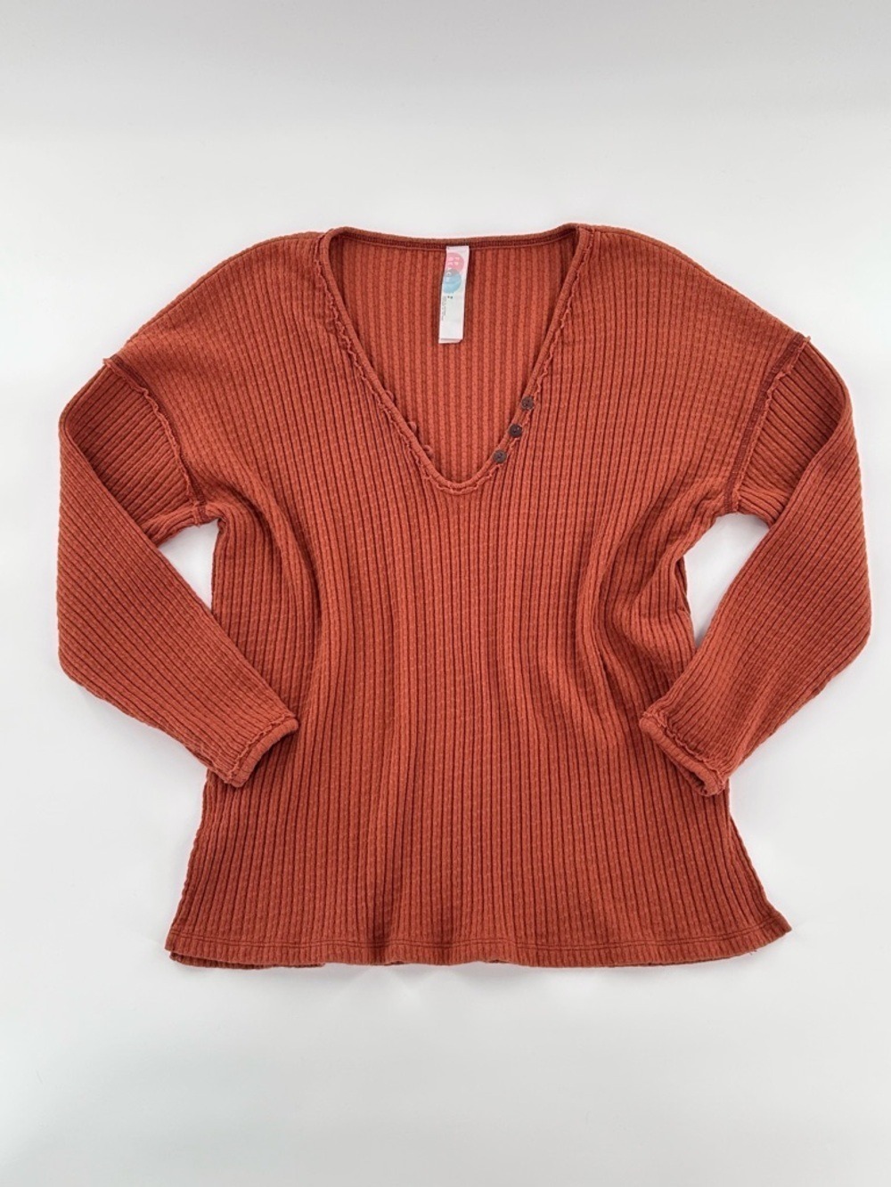 Free People Ribbed Henley Pullover Small